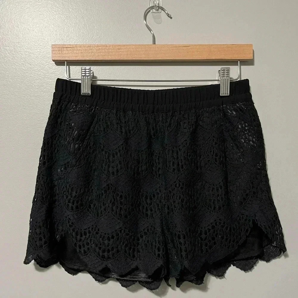 Propaganda Black Lace Pull On Lined Shorts